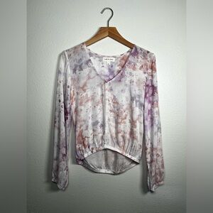 Anthropologie X Cloth & Stone Purple and Pink V-Neck Blouse size extra small